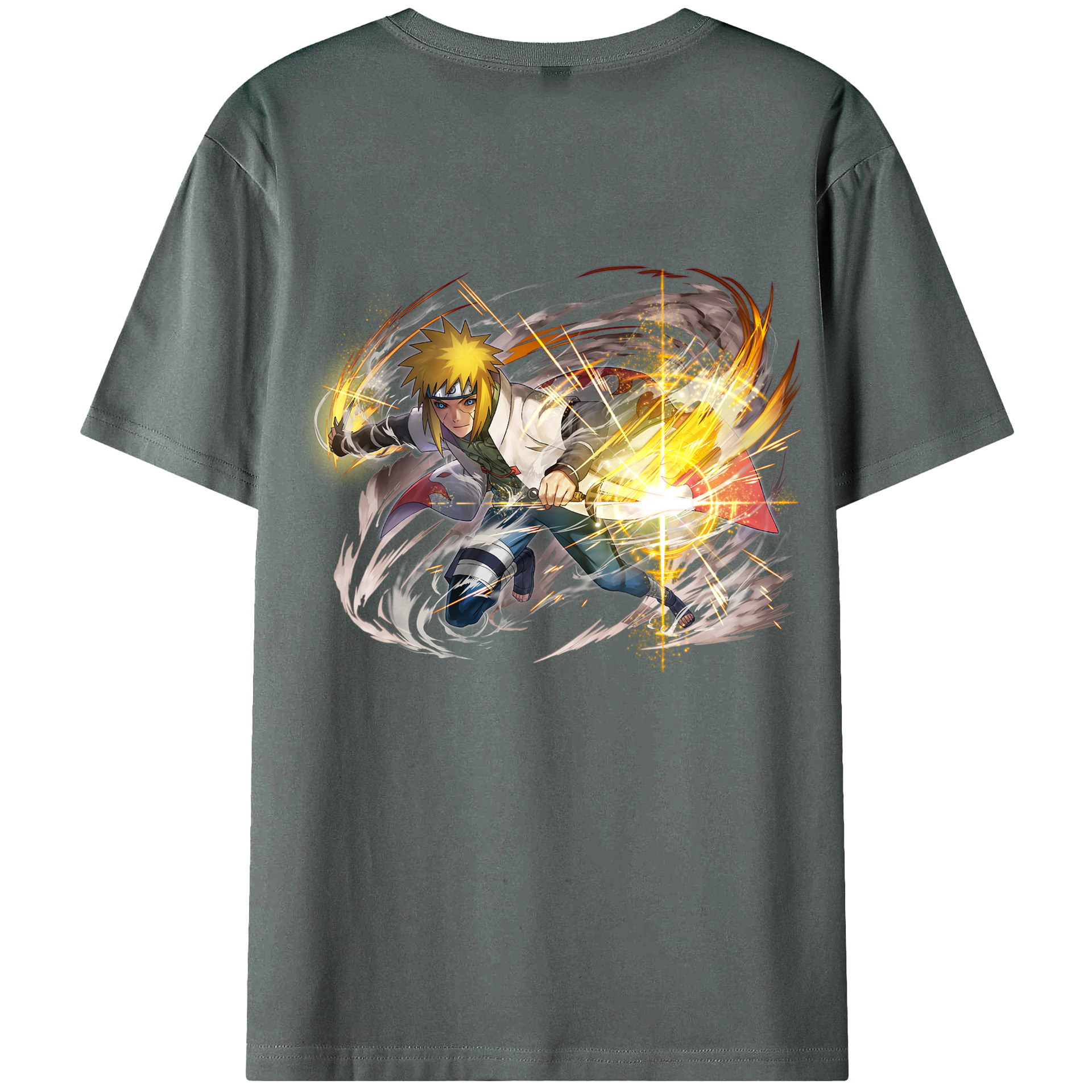 （画像用） NARUTO -ナルト- 波風 ミナト Namikaze Minato 綿100％ メンズ半袖Tシャツ（バックプリント） 通気性
